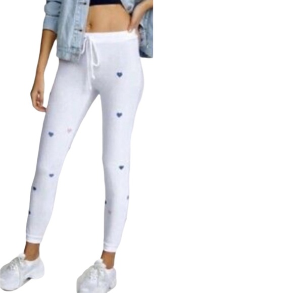 Chaser Pants - Chaser White Joggers Lounge Pants Tiny Hearts New